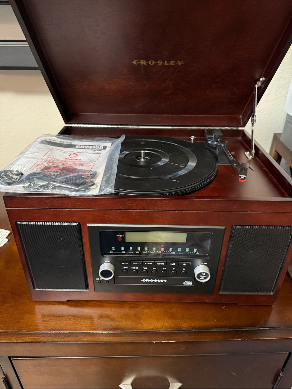 Crosley Brown Vintage-Style Portable Record Player with Built-In Speakers